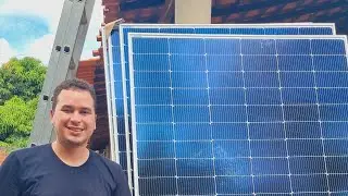 Instalando placa solar na Roça