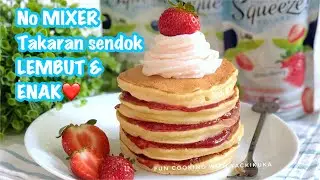 BEST PANCAKE RECIPE  **SUPER FUFFLY** & Homemade 🍓 Jam * Pancake lembut enak ga pake seret❤️