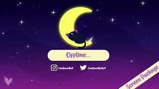 Cat sleeping on moon animated twitch screen starry night package