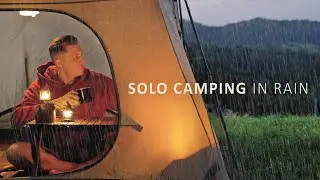 SOLO CAMPING in the RAIN [ relaxing camp in the tent shelter, cosy night,  ASMR ]