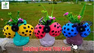 Ladybug Flower Pots Craft | Recycle Plastic Bottles into Cute Shaped Flower Pots | Ladybug Planters
