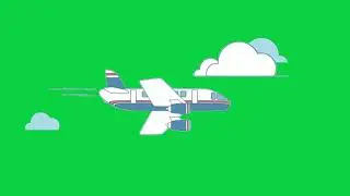 flying airplane animated cartoon green screen video for Youtubers