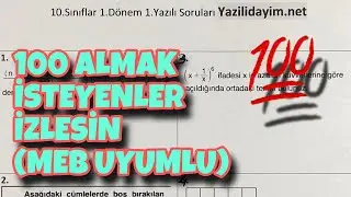 10.Sınıf Matematik 1.Dönem 1.Yazılı