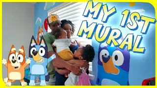 PAINTING BLUEY?!!! MURAL MAGIC OF YOUR FAVORITE CHARACTER!!! 👀🩵