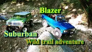 Axial Chevy Blazer & Vaterra Ascender Chevy Suburban - Wild trail adventure up Logan Canyon