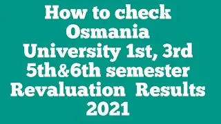OU RV Results 2021|Osmania University Revaluation Results 2021|OU Degree Revaluation Results 2021