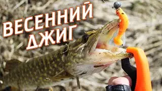 Ловля ЩУКИ НА ДЖИГ с берега весной на малой реке 2020
