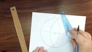 Circle, diameter, and perpendicular bisector with beam compass