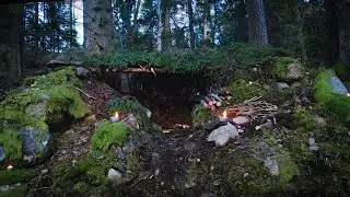 Couple Building a Survival Bunker Using Only Nature’s Stones and Materials! 🌿🪨