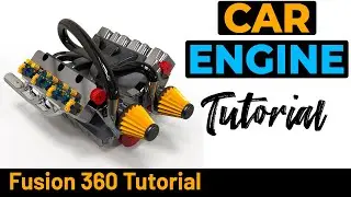 Fusion 360 Tutorial  - Car engine V6 - Rendered