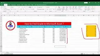 Grade Formula in Excel || Excel me Grade Formula Laganay ka Tareeka || How to apply Grade Formula
