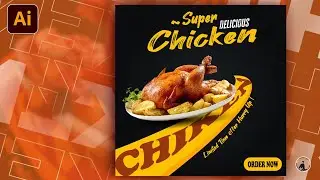 Chicken BBQ   poster Advertising Poster Design ⚡Illustrator CC Tutorial | Graphic Design |
