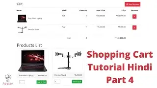 Shopping Cart Tutorial Core PHP + MySQL Hindi Part 4 | Dynamic Product Add to Cart | The Test Coder