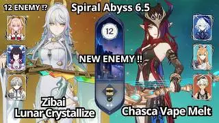 NEW !! C0 Zibai Lunar Crystallize & C0 Chasca VapeMelt - Spiral Abyss Floor 12 Genshin Impact 6.5