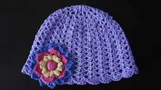 Шапочка на девочку крючком / Crochet girl's hat