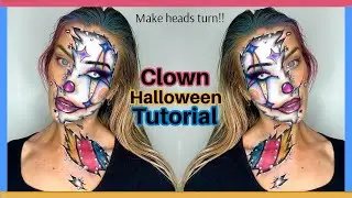 Stylish Clown Halloween Makeup Tutorial!!