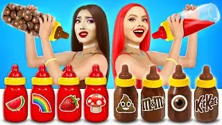 CHOCOLATE VS REAL FOOD CHALLENGE! EATING ONLY SWEET 24 HOURS! YUMMY CHOCOLATE WAR BY RATATA SHORTS