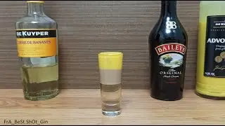 Коктейль Шот Канал 64 (How to make Сocktails Shot Channel 64) с Банановым и Сливочным ликерами.