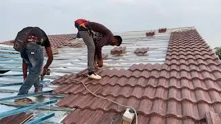 Construction - Cement Roof Tiles Installation Process | Steel Roof Truss & Batten Installation