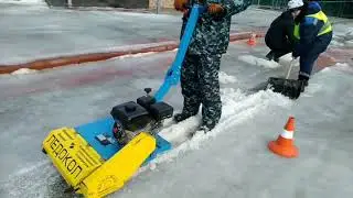 Полное удаление толстой наледи моментально с плитки и без реагентов