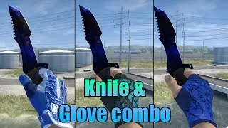 CSGO - Blue Knife and Glove Combo (Huntsman Doppler)