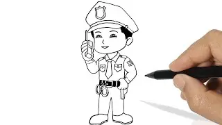 Cartoon Police Drawing - How to Draw a Cartoon Police Officer Easy - Draw Cartoon Character Police
