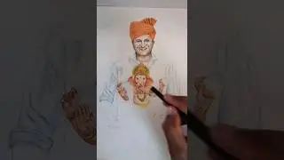Ganesha drawing with colour | Chaturthi ! #ganesha #drawing #gajanan #pencildrawing