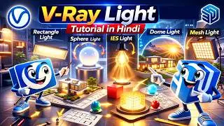 V-Ray Light Tutorial in Hindi | Rectangle, Sphere, IES, Dome, Mesh Light Explained | Vray Next 5