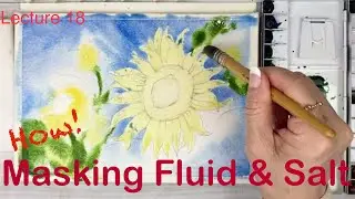 LECTURE 18- HOW TO USE SALT AND MASKING FLUID(Part 1)-WILD FLOWERS IN FIELD-Tutorial Step by Step