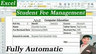 Student Fee Management in Excel For beginners  || Fee मैनेजमेंट सीट बनाना सीखे