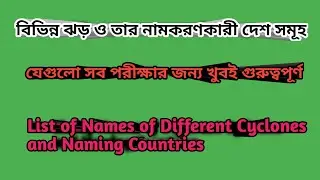 বিভিন্ন ঝড় ও তার নামকরণকারী দেশ সমূহ/List Of Names Of Different Cyclones And Naming Countries