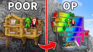 JJ and Mikey: From POOR To OP Mountain Base in Minecraft!