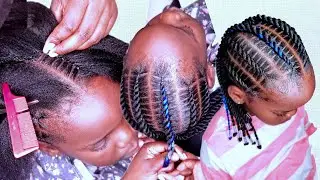 How I simply archived this: THREAD  STITCHED cornrows twist || flat twist 