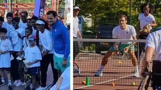 Roger Federer play tennis with KIDS at Krajicek Foundation “I hope to see you.. Roger to a young Fan