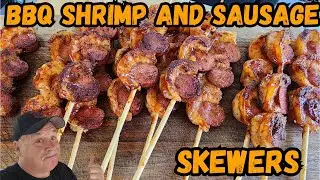 Sizzling BBQ Shrimp and Sausage Skewers
