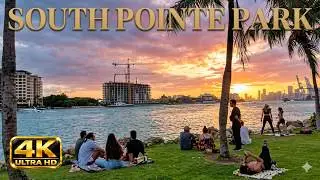 MESMERIZING SUNSET AT SOUTH POINTE PARK, MIAMI BEACH'S MOST PEACEFUL VIEWPOINT, UHD 4K MIAMI FL USA