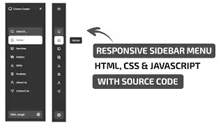 How to Create a Animated and Responsive Sidebar Menu Using Html Css | Crown Coder