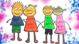 four funny dolls watching funny movie Scene - Drawing and painting || lpainting for you