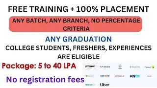Free training + 100% placement | Freshers, College, Experience are eligible | Salary: 5 to 40 LPA