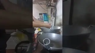 Cooking Pansit Bihon and Garlic Shirmp