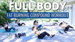 40 MIN Full Body Fat Burn Workout | At Home Compound Dumbbell | No Repeat + 5 MIN AB BURNER