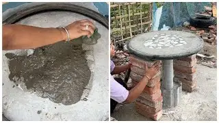 DIY Outdoor Table with Bricks, Cement, and a Waste Tire | Best out of Waste 