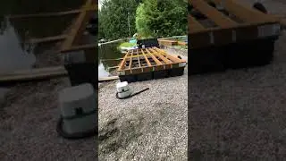 Framing a Dock. Here’s how we started installing our dock frame on to roto molded floats. 