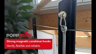 Poppstar - Neodymium hook magnets with rotatable carabiner | 17kg / 35kg clamping force