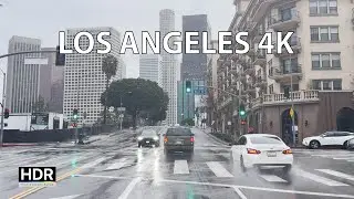 Rainy Los Angeles - Sunset Strip to Downtown - Scenic Drive 4K HDR