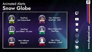 Snow Globe Animated Stream Alerts. Christmas Twitch Decorations