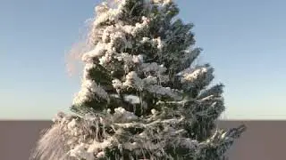 tyflow RnD shaking snow off a tree