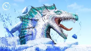 Building a Massive Winter Dragon in Minecraft