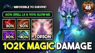 WTF 102K MAGIC DAMAGE By Topson Leshrac 60% Spell LS & 90% Slow MS Build Even Abaddon Can't Survive