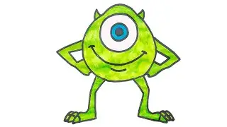 How to draw Mike Wazowski? A drawing by Mike Wazowski of Monsters, Inc.